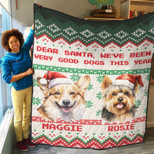 Load image into Gallery viewer, Personalized Pet Dog Cat Dear Santa Imitation Knitted Quilt
