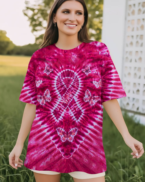 RIBBON BUTTERFLY  BREAST CANCER AWARENESS PINK SWIRL ALL OVER PRINT - TLHN1604261