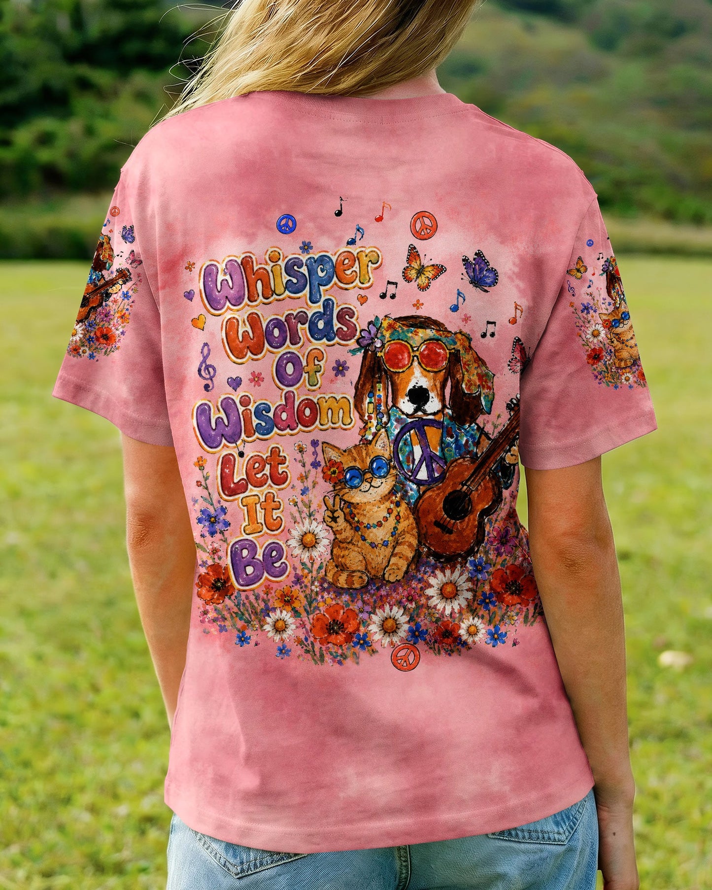 WHISPER WORDS OF WISDOM LET IT BE BEAGLE DOG TABBY CAT ALL OVER PRINT  - TLTW1305262