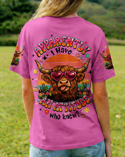APPARENTLY I HAVE AN ATTITUDE WHO KNEW COW ALL OVER PRINT - TLHN1004261