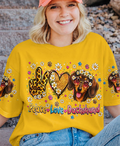 PEACE LOVE DACHSHUND DOG ALL OVER PRINT   - TLHN1905261