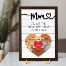 Load image into Gallery viewer, Mother&#39;s Day Personalized Mom Heart Puzzle Sign
