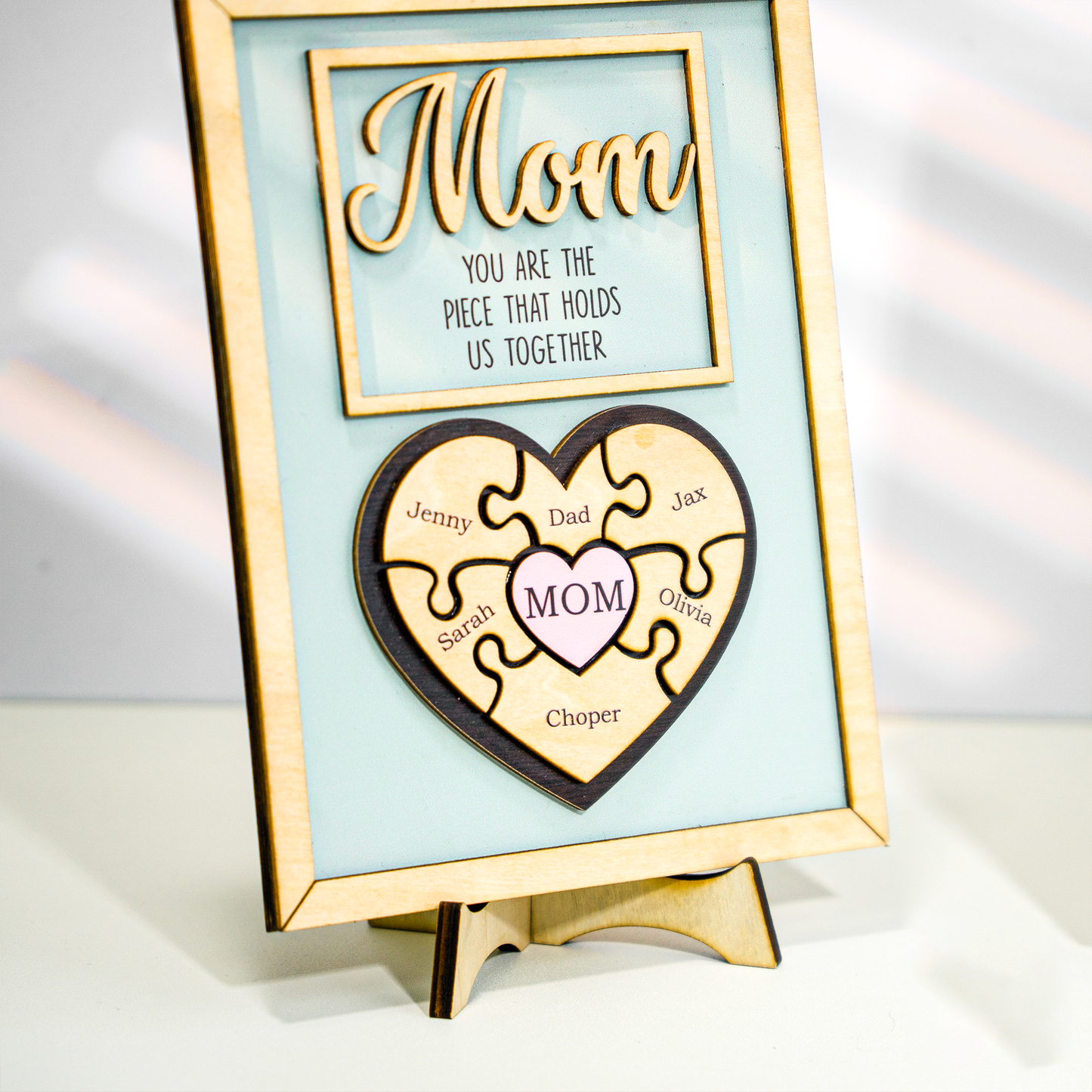 Mother's Day Personalized Mom Heart Puzzle Sign