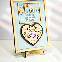 Load image into Gallery viewer, Mother&#39;s Day Personalized Mom Heart Puzzle Sign
