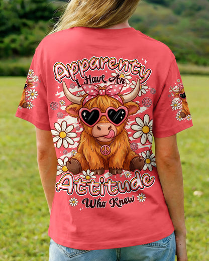 APPARENTLY I HAVE AN ATTITUDE WHO KNEW COW ALL OVER PRINT - TYPQ2206261