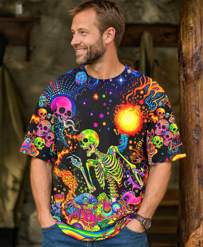 PSYCHEDELIC BOHO SKELETON SKULL  ALL OVER PRINT  - TLHN1205263