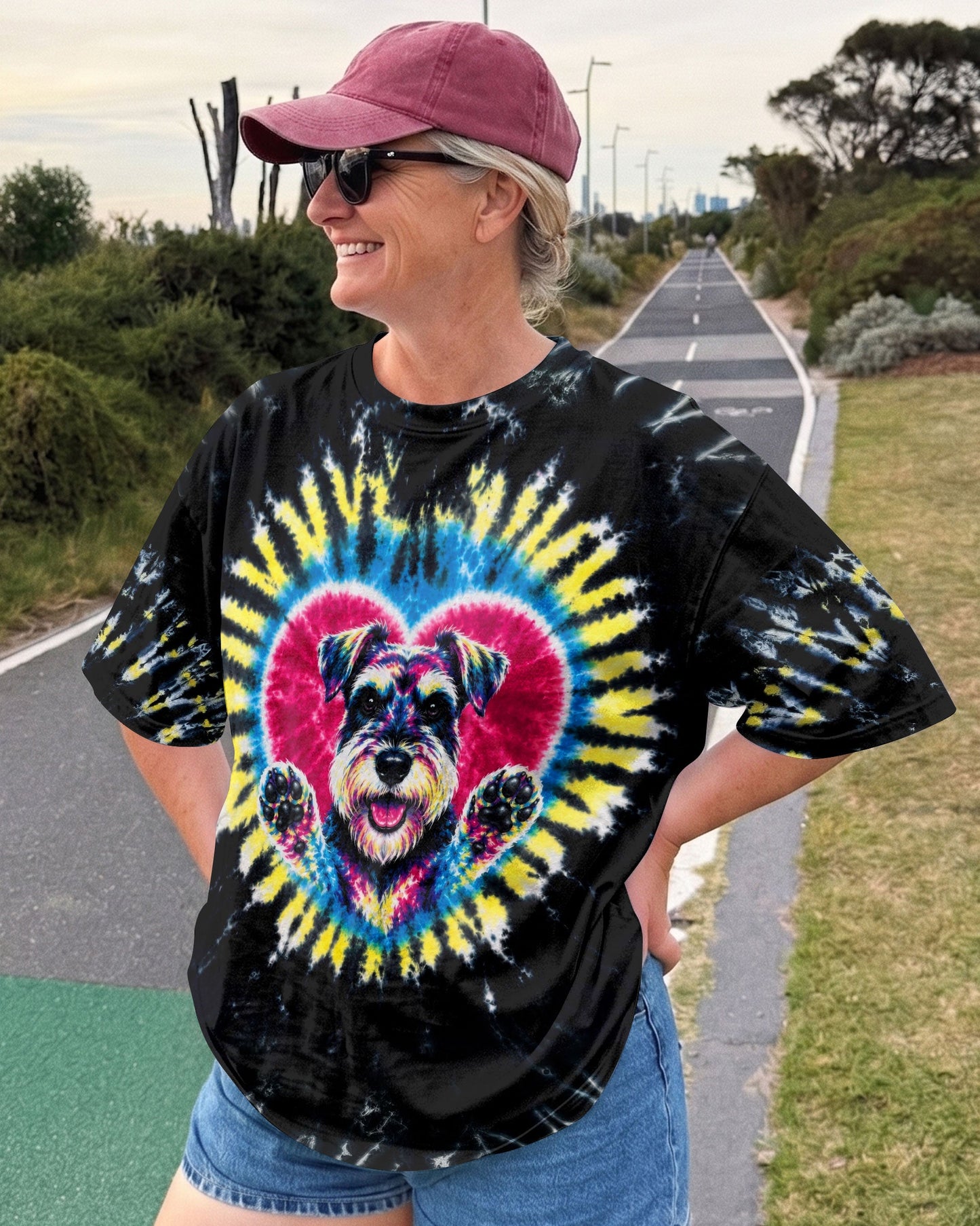 SCHNAUZER DOG HEART SWIRL ALL OVER PRINT  - TLTW11605262