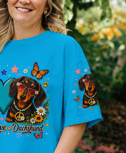 PEACE LOVE DACHSHUND DOG ALL OVER PRINT   - TLHN2005262