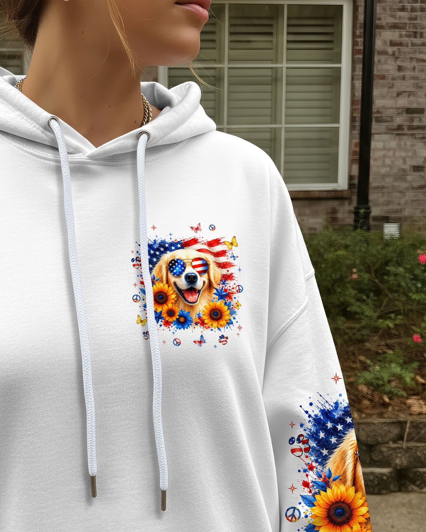 RED WHITE & WOOF GOLDEN RETRIEVER DOG ALL OVER PRINT - TLNT1905264