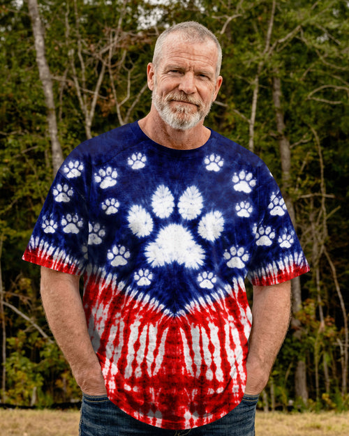 PAW PRINT RED WHITE & BLUE V SWIRL ALL OVER PRINT - TLTW0104263