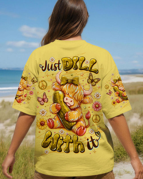 JUST DILL WITH IT  HIGHLAND COW ALL OVER PRINT  - TLTW1006261