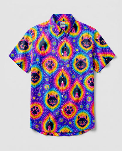 FUNNY CAT PAW PRINT BUTTON-DOWN COLLAR SHIRT - TLHN1606262
