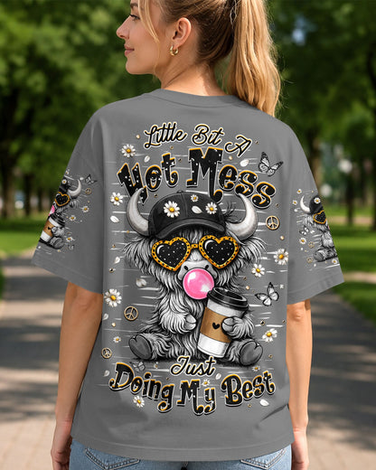 LITTLE BIT A HOT MESS COW ALL OVER PRINT  - TLHN1706264
