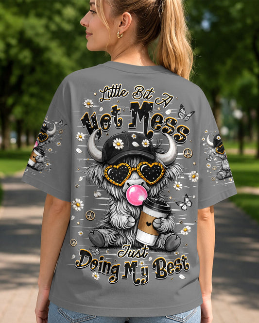 LITTLE BIT A HOT MESS COW ALL OVER PRINT  - TLHN1706264