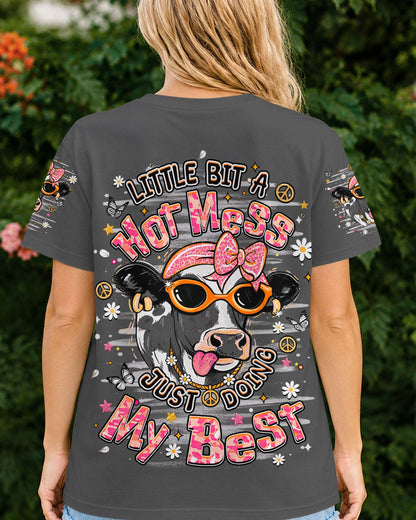 LITTLE BIT A HOT MESS COW ALL OVER PRINT  - TLHN1806264