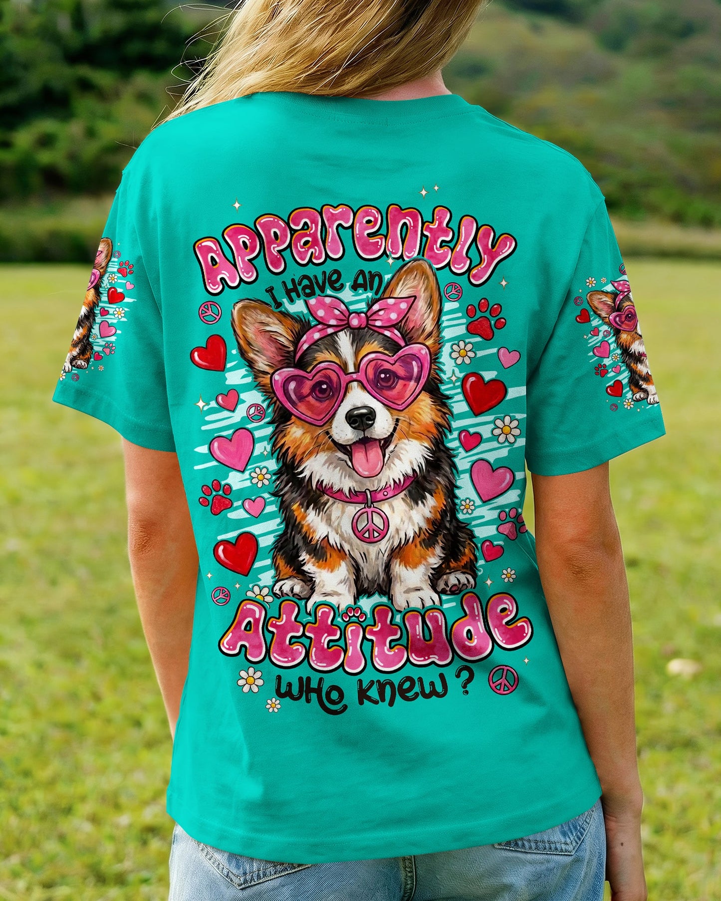APPARENTLY I HAVE AN ATTITUDE WHO KNEW CORGI DOG ALL OVER PRINT - TYPQ1605261