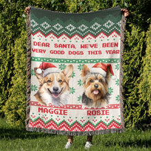 Load image into Gallery viewer, Personalized Pet Dog Cat Dear Santa Imitation Knitted Woven Blanket
