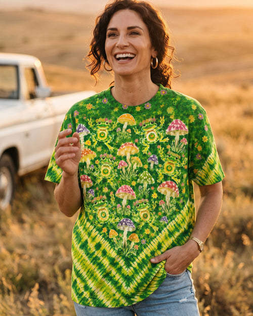 GROOVY FROGS AND MUSHROOMS V PATTERN ALL OVER PRINT  - TLTW3006263