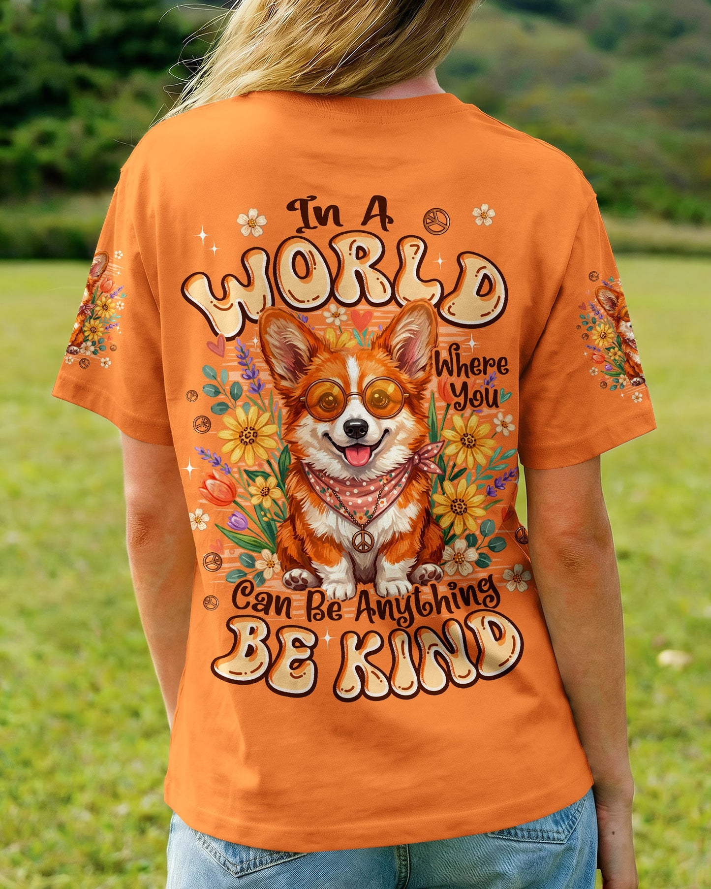 IN A WORLD WHERE YOU CAN BE ANYTHING BE KIND CORGI DOG ALL OVER PRINT - TYPQ2304262