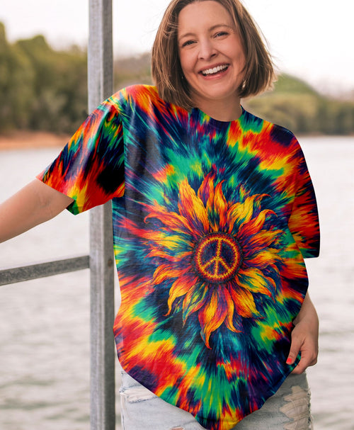PEACE SUNFLOWER ART COLORFUL ALL OVER PRINT - TLHN0707263