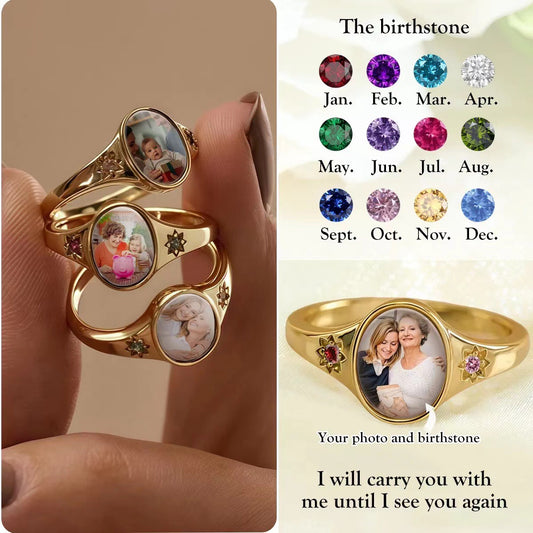 Personalized Birthstone Photo Ring