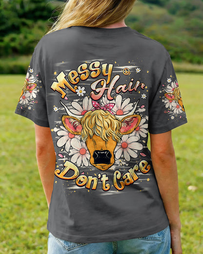 MESSY HAIR DON'T CARE COW ALL OVER PRINT - TLHG1806262