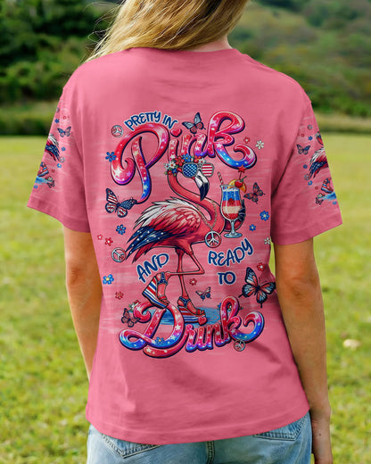 PRETTY IN PINK FLAMINGO STARS AND STRIPES ALL OVER PRINT - TLNT0104262