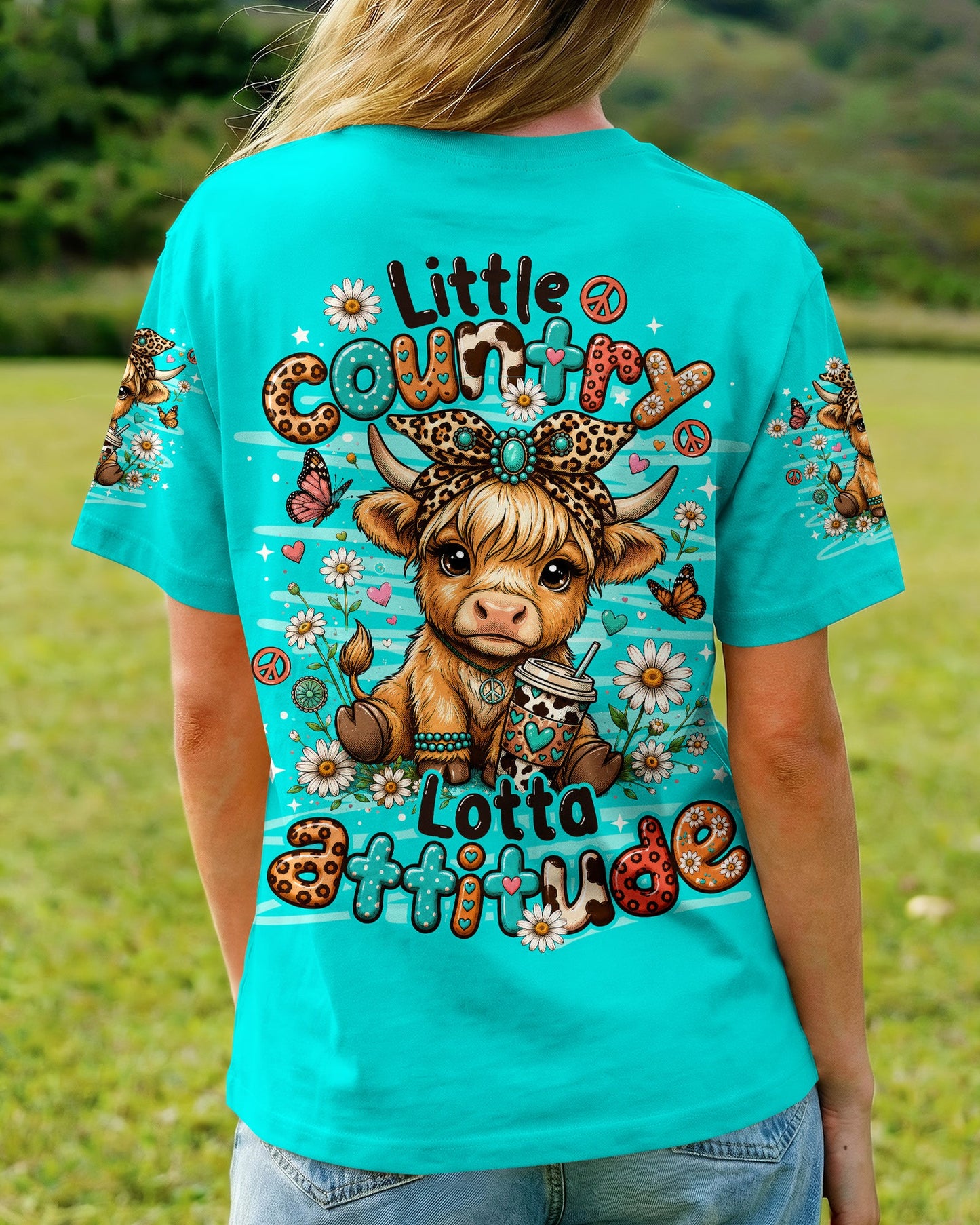 LITTLE COUNTRY LOTTA ATTITUDE COW ALL OVER PRINT  - TLNO0906263