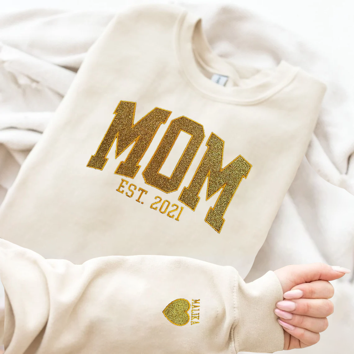 Personalized Embroidered Glitter Hoodie Sweatshirt T-Shirt