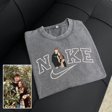 Load image into Gallery viewer, Personalized Embroidered Couple NKE Hoodie Sweatshirt Bootleg Rap Tee
