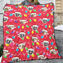 Load image into Gallery viewer, Personalized Pet Dog Cat Christmas Light Imitation Knitted Quilt
