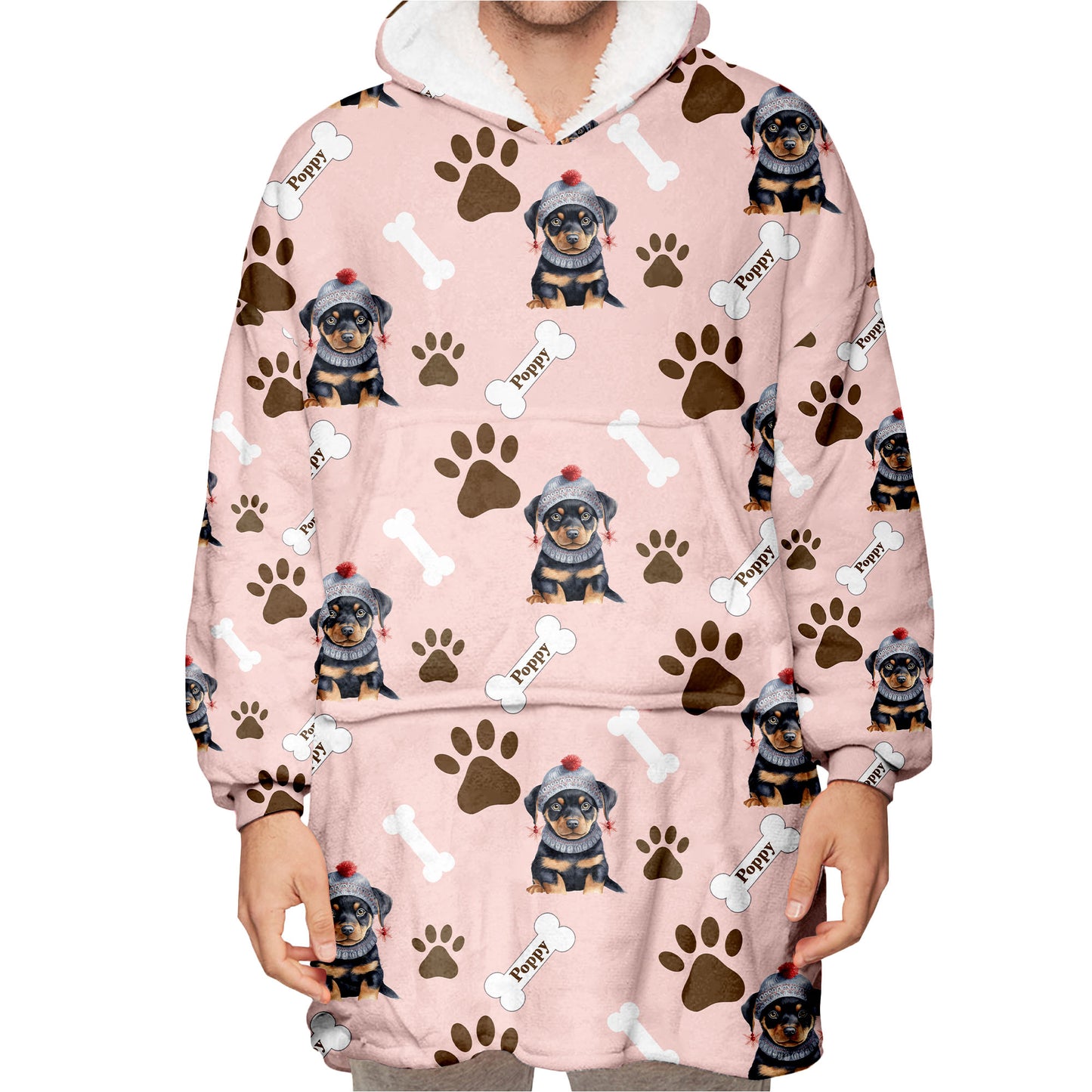Personalized Pup In Ugly Sweater Blanket Hoodie