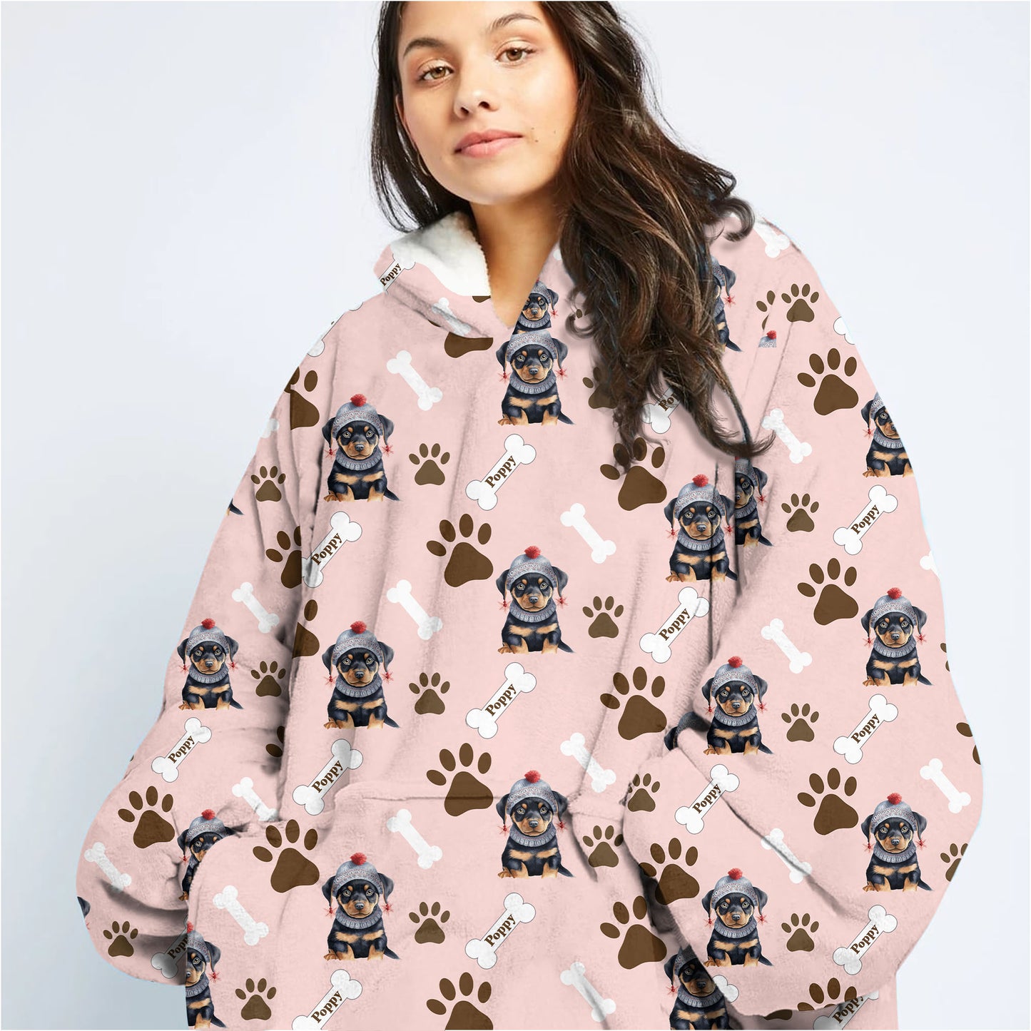 Personalized Pup In Ugly Sweater Blanket Hoodie