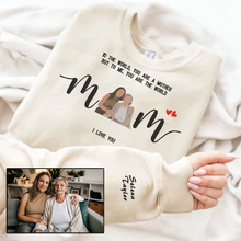 Load image into Gallery viewer, Mother&#39;s Day Personalized Embroidered Mom I Love You Photo Hoodie Sweatshirt T-Shirt
