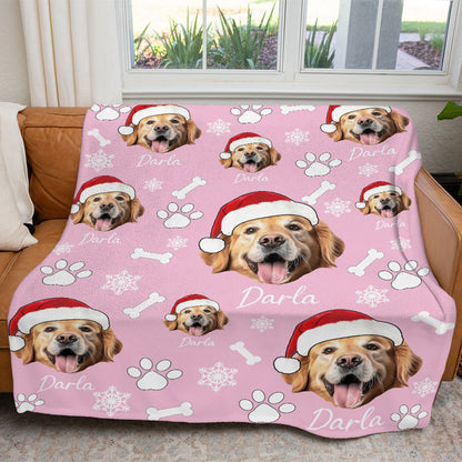 Personalized Pet Dog Cat Photo And Name Christmas Custom Soft Blanket