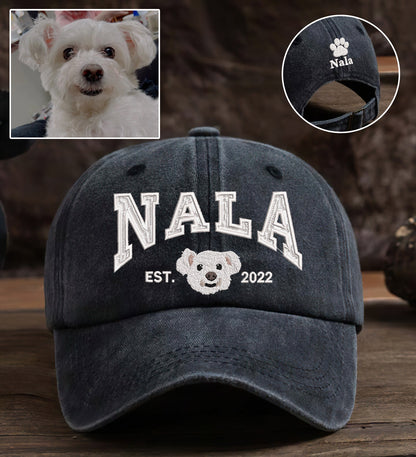 Personalized Embroidered Pet Dog Cat Dyed Cap With Name And Paw On Back