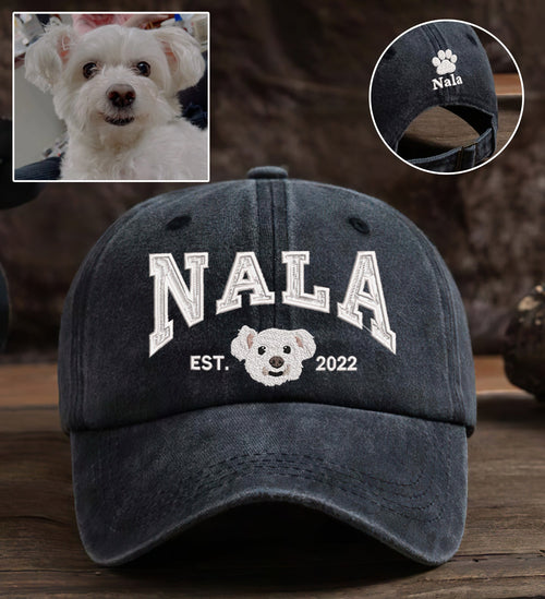 Personalized Embroidered Pet Dog Cat Dyed Cap With Name And Paw On Back