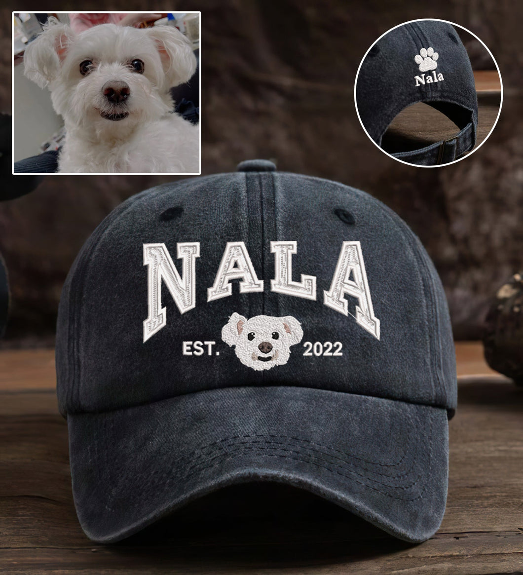 Personalized Embroidered Pet Dog Cat Dyed Cap With Name And Paw On Back