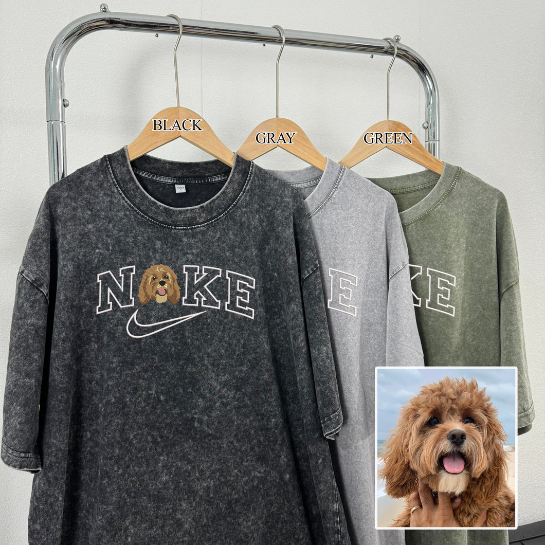 Personalized Embroidered Pet Dog Cat NKE Hoodie Sweatshirt Bootleg Rap Tee