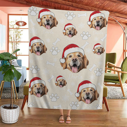 Personalized Pet Dog Cat Photo And Name Christmas Custom Soft Blanket