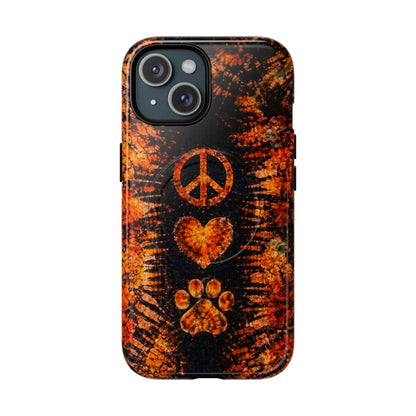 PEACE LOVE PAW PRINT VINTAGE MAGNETIC  PHONE CASE  - TLHN2204264