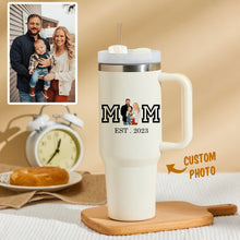 Load image into Gallery viewer, Mother&#39;s Day Personalized Text 40oz Insulated Mug with Handle and Straw Stainless Steel Custom Travel Cup Gift for Family Friends Couples
