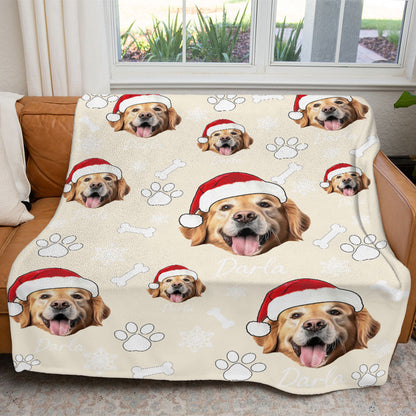 Personalized Pet Dog Cat Photo And Name Christmas Custom Soft Blanket