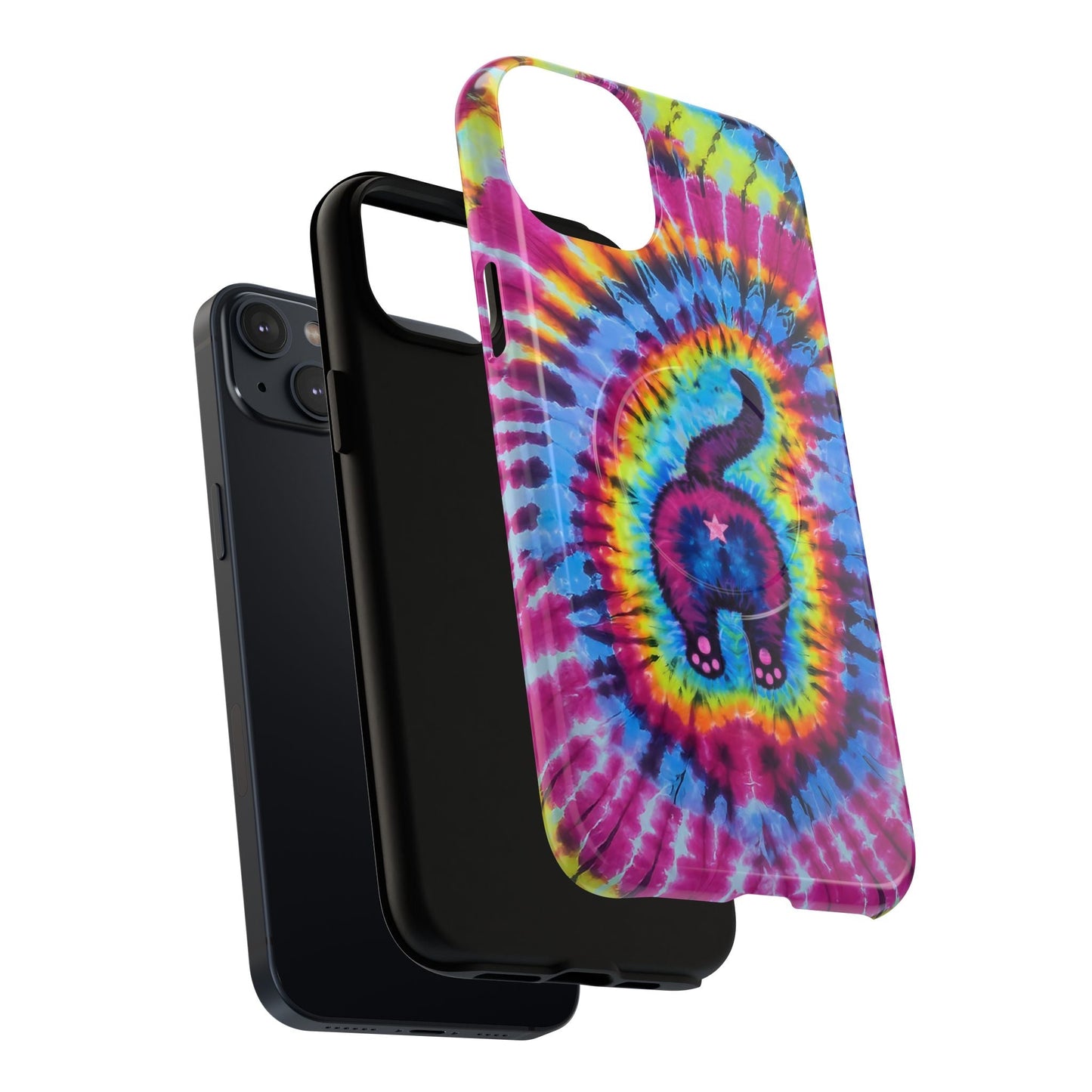 CAT COLORFUL SWIRL PATTERN MAGNETIC PHONE CASE - TLTW1404263