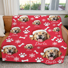 Load image into Gallery viewer, Personalized Pet Dog Cat Photo And Name Christmas Custom Soft Blanket
