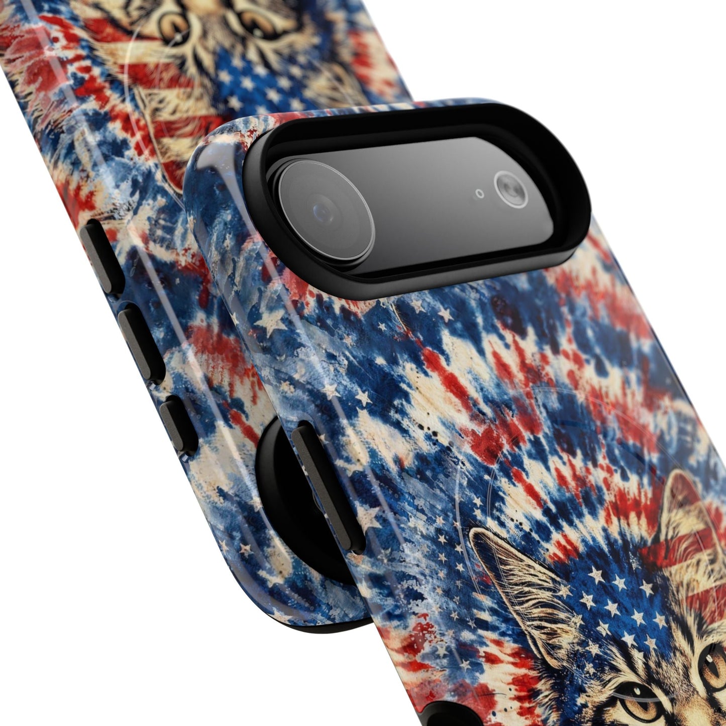 CAT RED WHITE & BLUE VINTAGE MAGNETIC PHONE CASE  - TLHG2004262