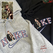 Load image into Gallery viewer, Valentine Embroidered Custom Couple Photo Baseball Hoodie Sweatshirt T-shirt
