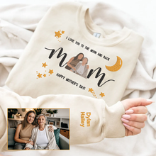 Load image into Gallery viewer, Mother&#39;s Day Personalized Embroidered I Love You To The Moon And Back Hoodie Sweatshirt T-Shirt
