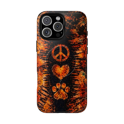 PEACE LOVE PAW PRINT VINTAGE MAGNETIC  PHONE CASE  - TLHN2204264
