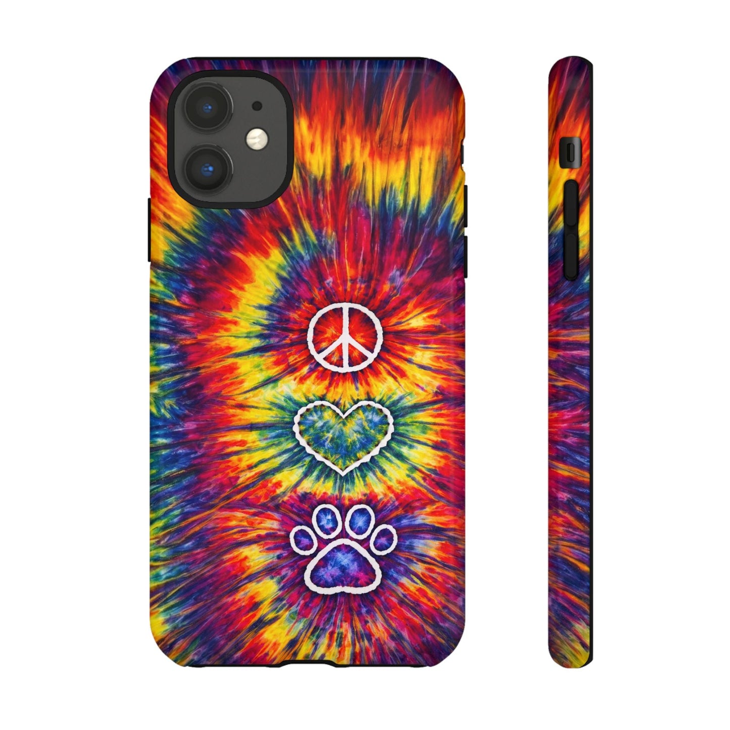 PEACE LOVE PAW PRINT COLORFUL PHONE CASE - TLNT1604262